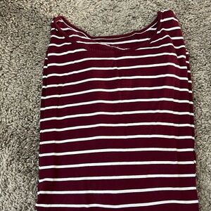 Loft maroon stripped top with ruffle sleeves